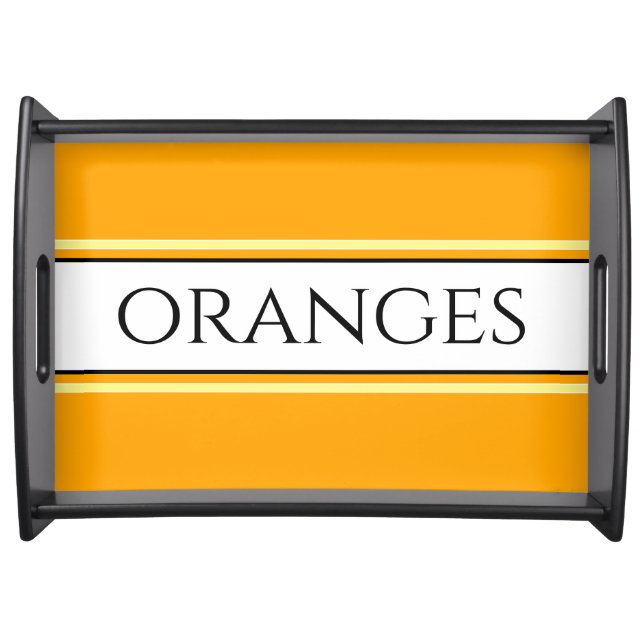 ORANGES Sporty Bright Orange Yellow White Stripes Serving Tray (Front)