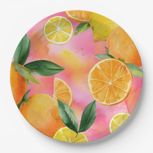 Oranges spring party plates (Front)