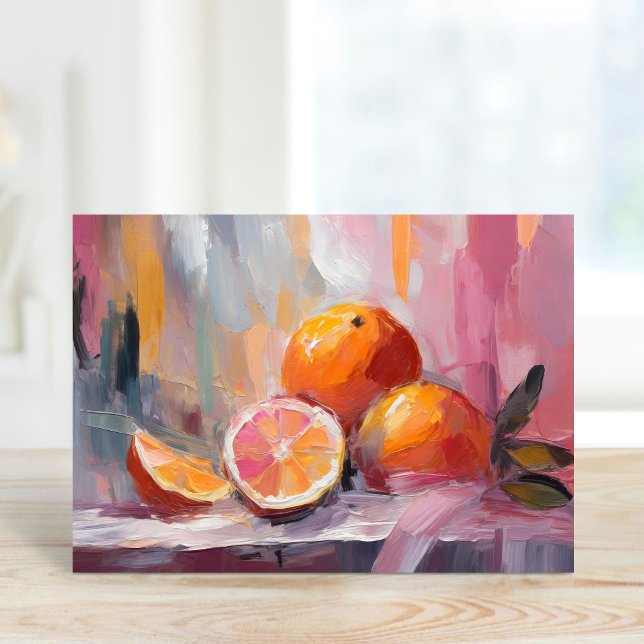 Oranges Still Life Modern Impressionist Art Card (Creator Uploaded)