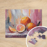 Oranges Still Life Modern Impressionist Art Jigsaw Puzzle<br><div class="desc">A beautiful modern art painting in an impressionist style, showcasing a still life of oranges with textured brushstrokes in muted pastel pink and orange hues. The soft colors create a serene and calming atmosphere, while the textured strokes add depth and dimension to the composition. This elegant piece captures the essence...</div>