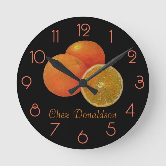Oranges Still Life Oil on Canvas Painting custom Round Clock (Front)