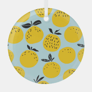 Oranges Summer: Fruitful Vintage Pattern Glass Ornament