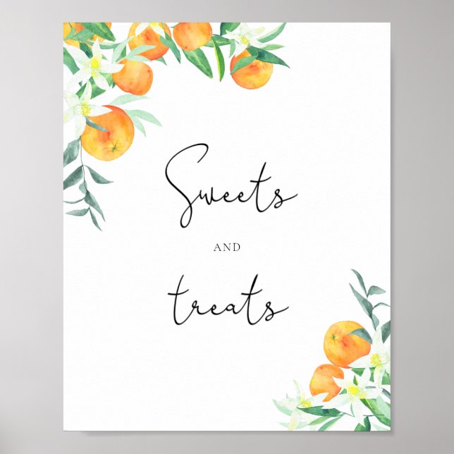 Oranges sweets and treats baby shower poster (Front)