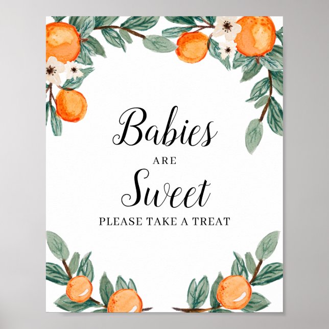 Oranges Twin Baby Shower Babies are Sweet Sign (Front)