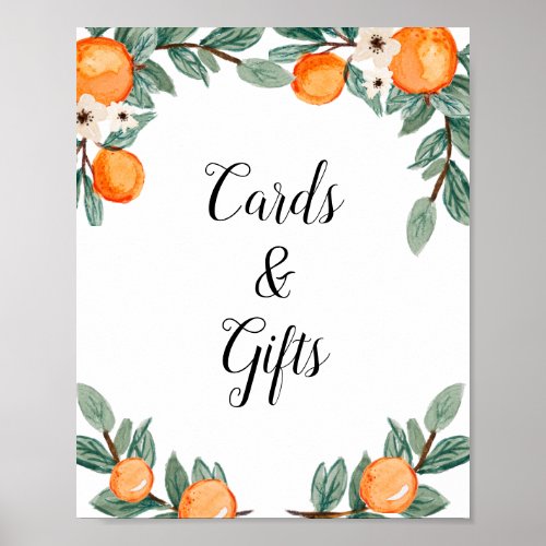 Oranges Twin Baby Shower Cards and Gifts Sign