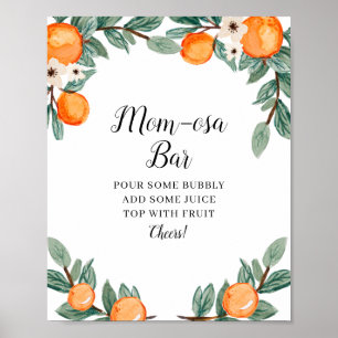 Oranges Twin Baby Shower Mom-osa Bar Sign