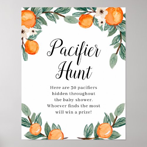 Oranges Twin Baby Shower Pacifier Hunt Poster
