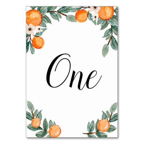 Oranges Twin Baby Shower Table Number Theme