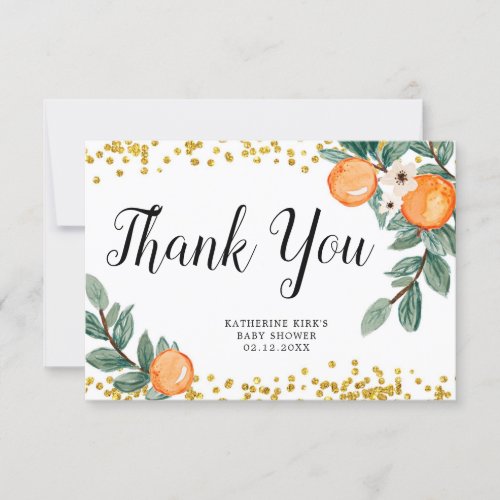 Oranges Twin Baby Shower Thank You Card
