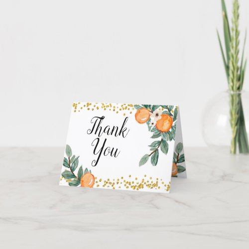 Oranges Twin Baby Shower Thank You Folded Card