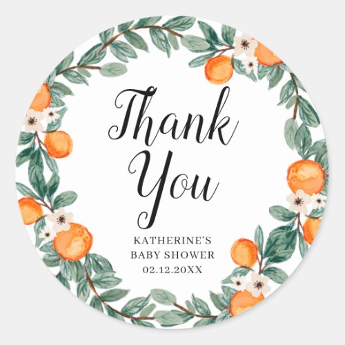 Oranges Twin Baby Shower Thank You Sticker