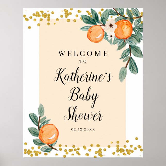 Oranges Twin Baby Shower Welcome Sign (Front)