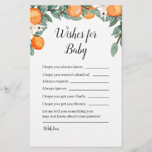 Oranges Twin Baby Shower Wishes for Baby