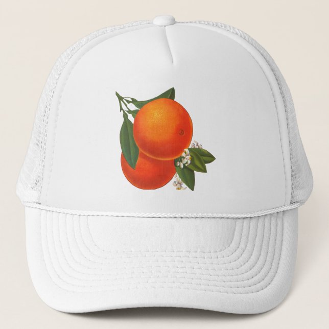 Oranges Vintage Crate Art Trucker Hat (Front)