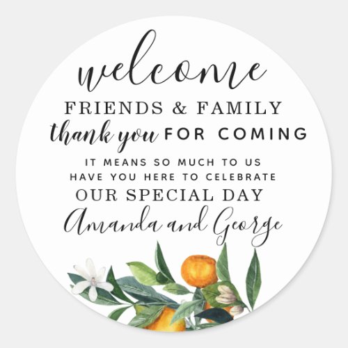 Oranges Wedding favor personalized thank you Classic Round Sticker