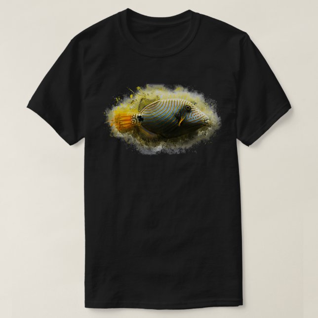 Orangestreaked triggerfish Balistapus undulatus T-Shirt (Design Front)