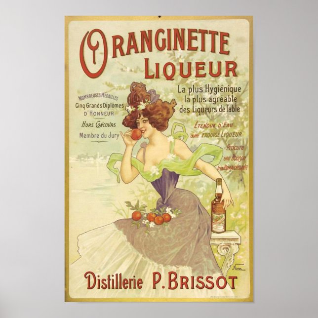 Oranginette Liqueur Vintage Fine Art Poster (Front)
