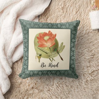 Orangish Red Lily Dragonfly and Be Kind Vintage