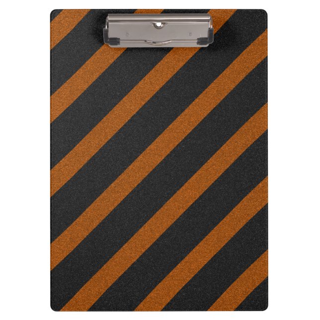 Orangle & Black Stripes Glitter Clipboard (Front)