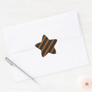 Orangle & Black Stripes Glitter Star Sticker