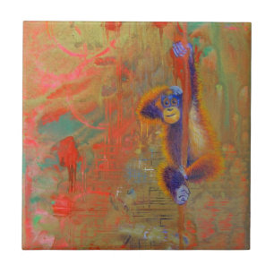 Orangutan Abstract Ceramic Tile