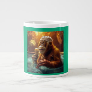 Orangutan At The Pool With Ice Cream Cone Giant Coffee Mug
