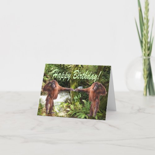 Orangutan Babies in Jungle Birthday Card