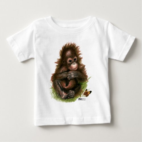 Orangutan Baby and Butterfly Baby T_Shirt