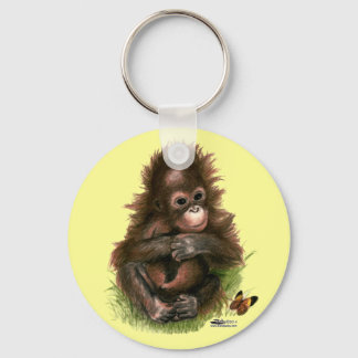 Orangutan Baby and Butterfly Keychain
