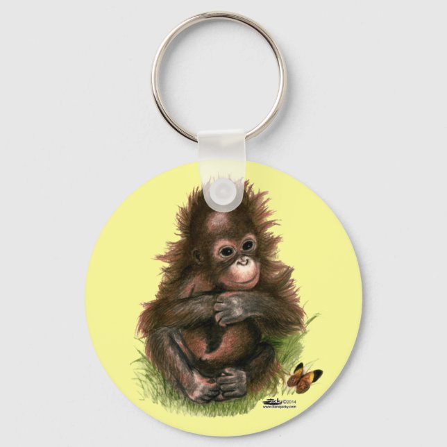 Orangutan Baby and Butterfly Keychain (Front)