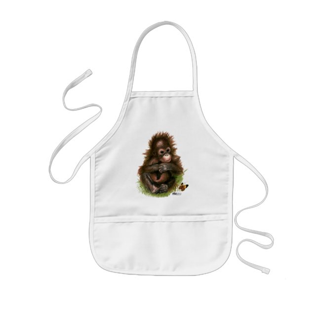 Orangutan Baby and Butterfly Kids' Apron (Front)