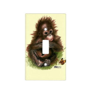 Orangutan Baby and Butterfly Light Switch Cover