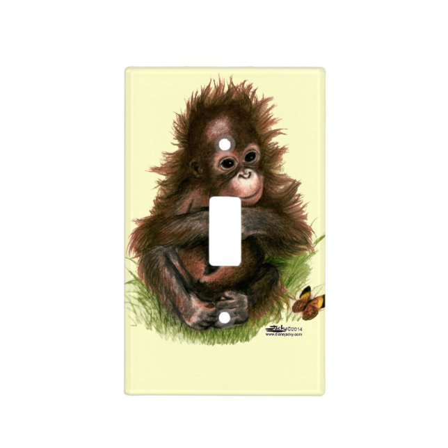 Orangutan Baby and Butterfly Light Switch Cover (Front)