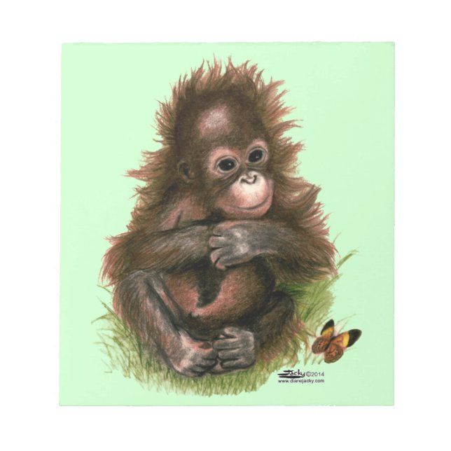 Orangutan Baby and Butterfly Notepad (Front)