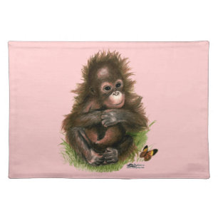 Orangutan Baby and Butterfly Placemat