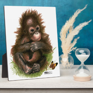 Orangutan Baby and Butterfly Plaque