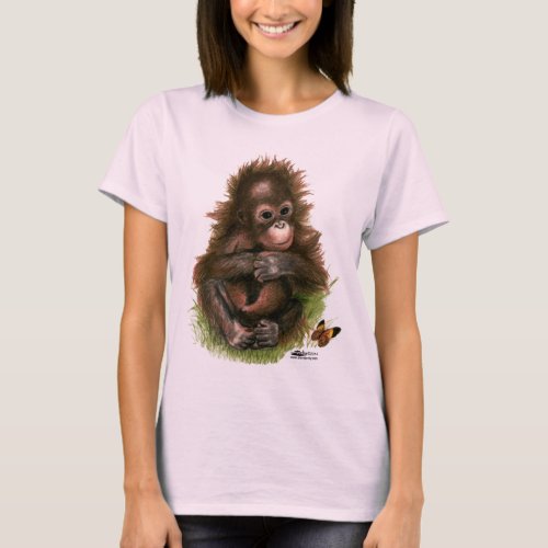 Orangutan Baby and Butterfly T_Shirt