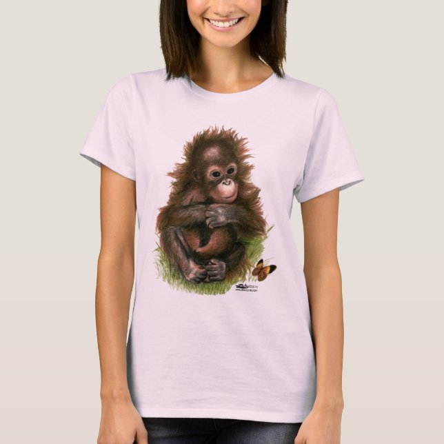 Orangutan Baby and Butterfly T-Shirt (Front)