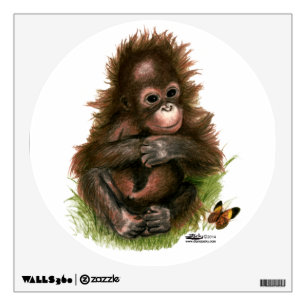 Orangutan Baby and Butterfly Wall Sticker