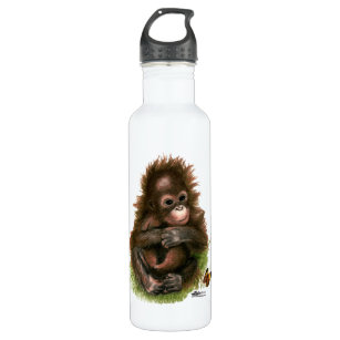 Orangutan Baby and Butterfly Water Bottle