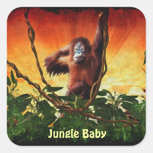 Orangutan Baby  Jungle Great Ape Primate Stickers