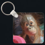 Orangutan Baby  Keychain<br><div class="desc">Orangutan baby keychain - a sweet infant orphan at the Borneo Care Center. Sales of this wildlife image help to conserve these redhead primates which are an endangered species Sometimes people refer to orangutans as monkeys, but orangutans are great apes. The artist is a volunteer who donates her profits to...</div>