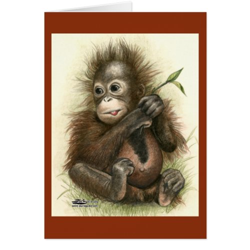 Orangutan Baby With Leaves