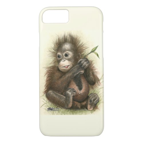 Orangutan Baby With Leaves iPhone 87 Case