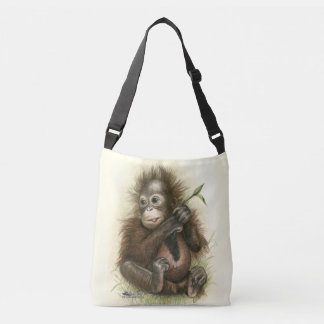 Orangutan Baby With Leaves Crossbody Bag