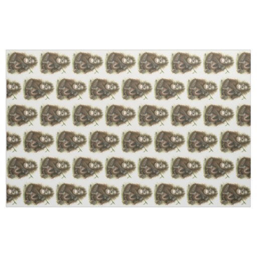 Orangutan Baby With Leaves Fabric
