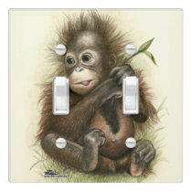 Orangutan Baby With Leaves Light Switch Cover