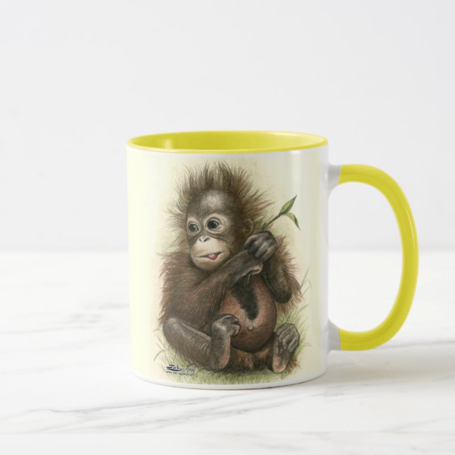 Orangutan Baby With Leaves Mug (Right)