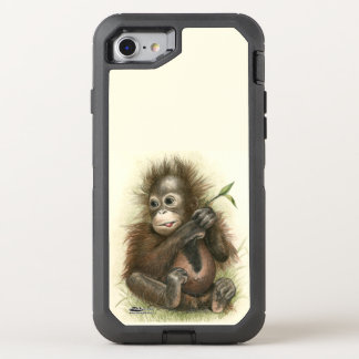 Orangutan Baby With Leaves OtterBox Defender iPhone SE/8/7 Case