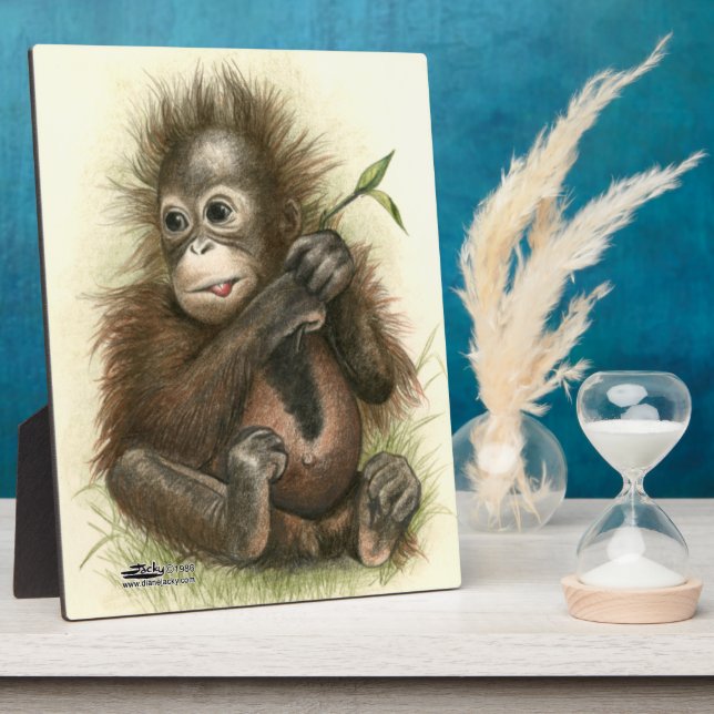 Orangutan Baby With Leaves Plaque (Side)